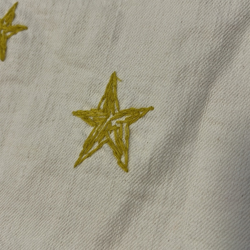 MOTHER - white denim short, 27, Yellow Star‎ Embroidery - Picture 5 of 9